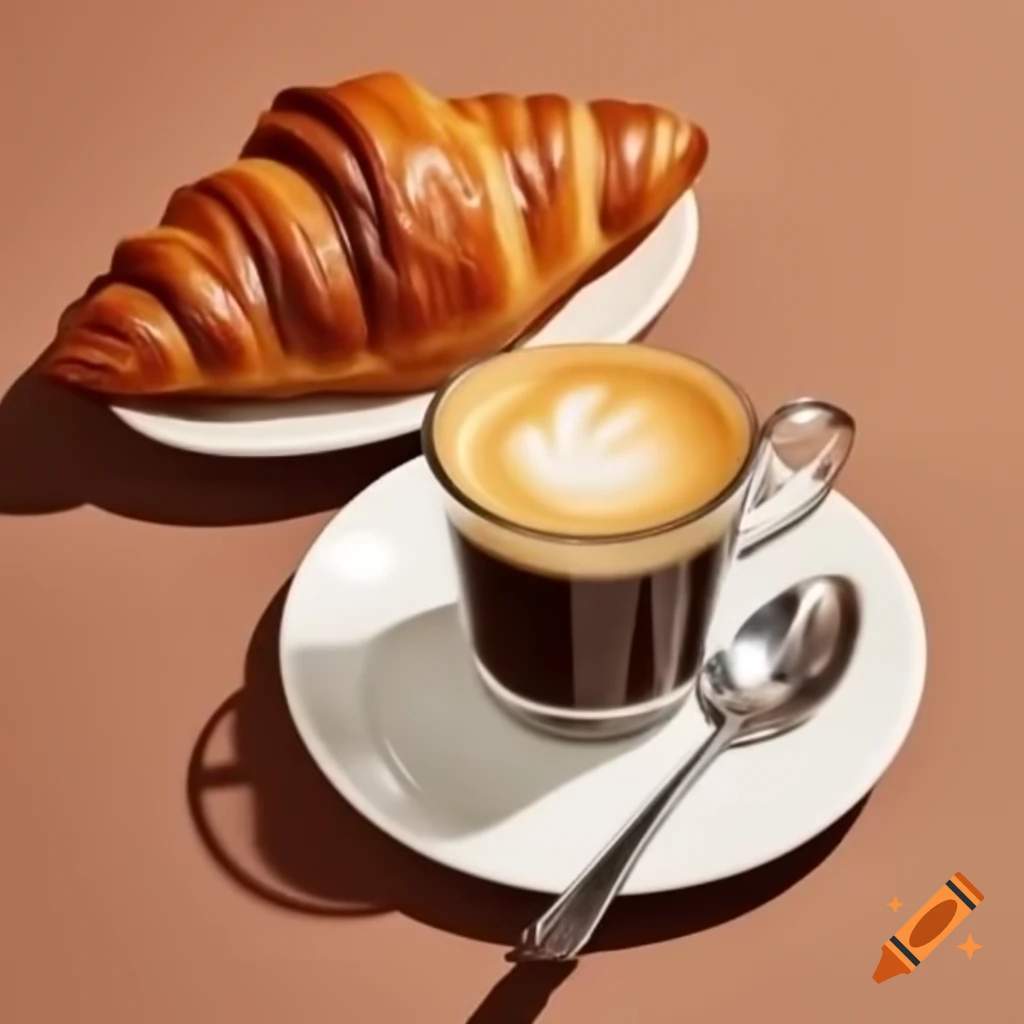 Coffee served with a chocolate croissant