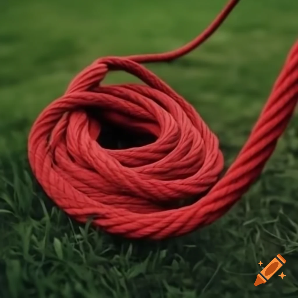 Red rope on grass