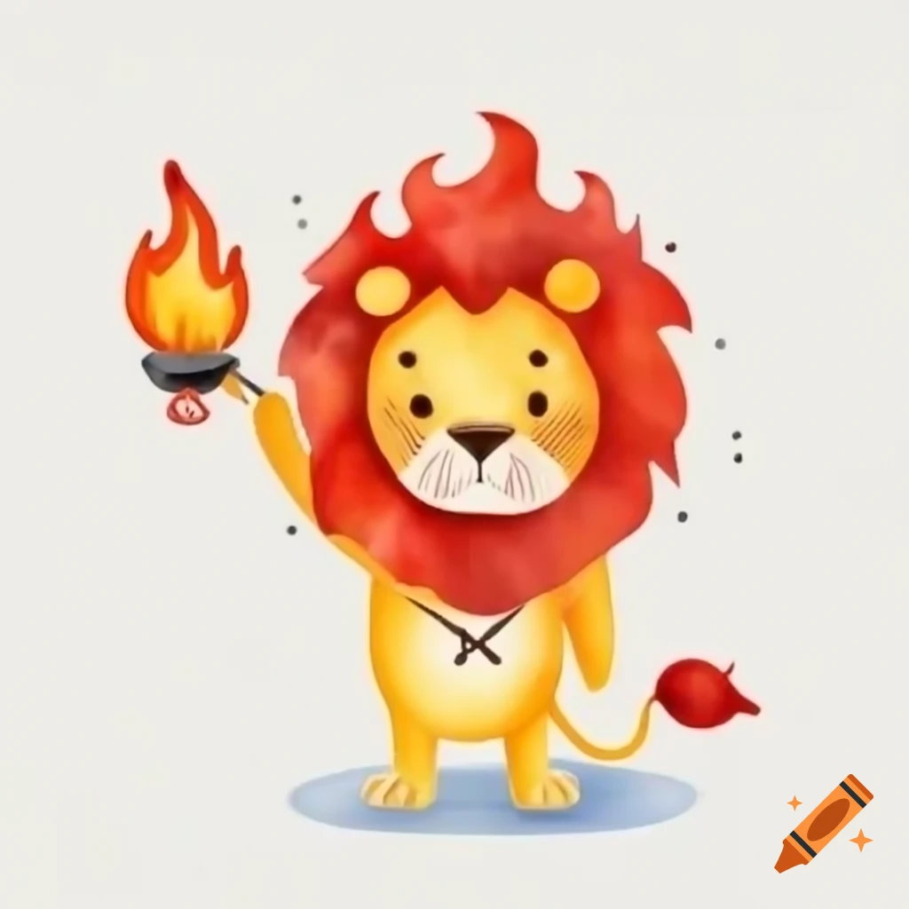 Friendly lion-like witch with fiery hair