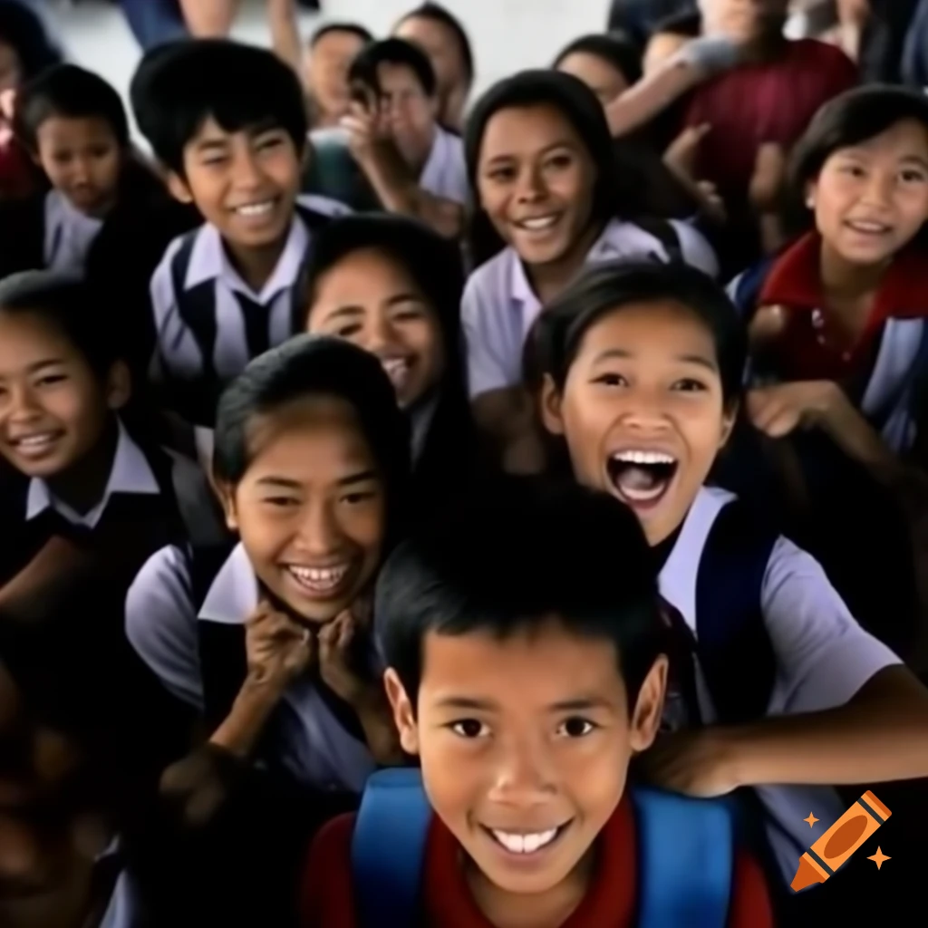Students in Thailand uniforms with backpacks, bright morning light