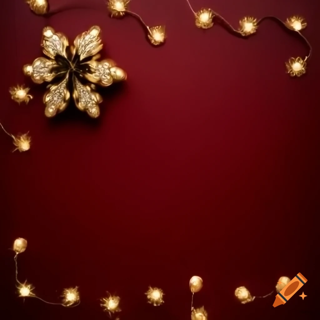 Flat lay of gold and white christmas lights on dark blue background on
