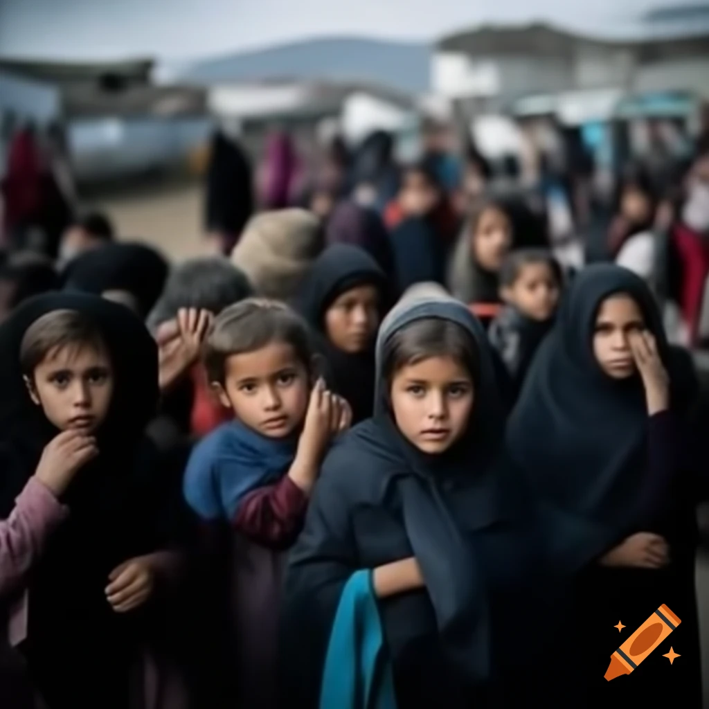 Group of refugees seeking safety