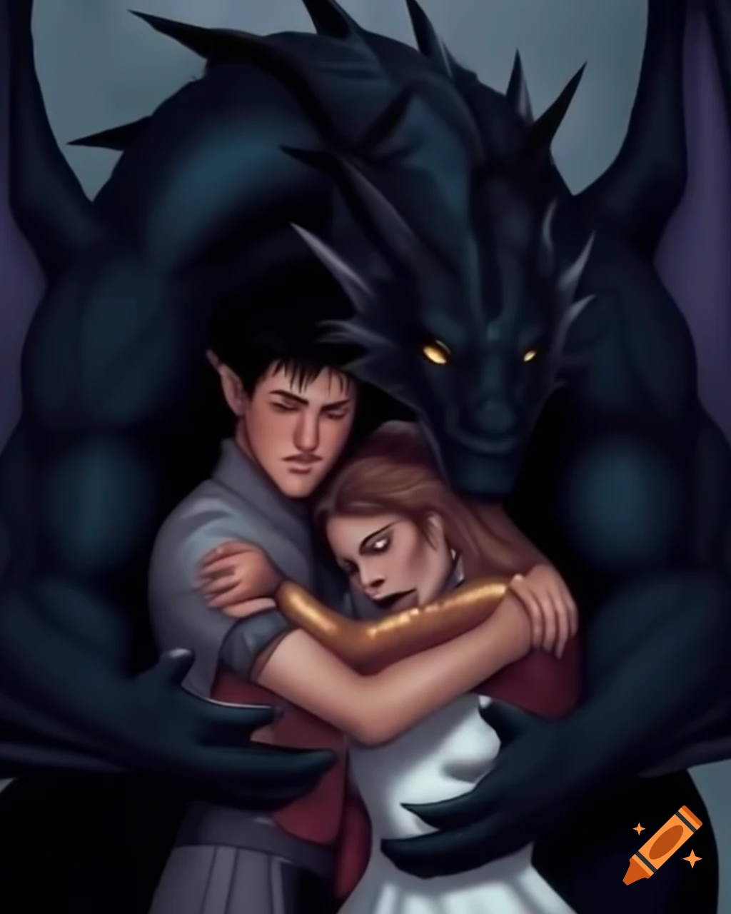 Black dragon holding princess, caught between friendship and kingdom conflict