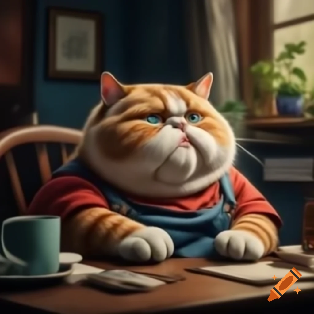 Sad overweight cat looking forlorn