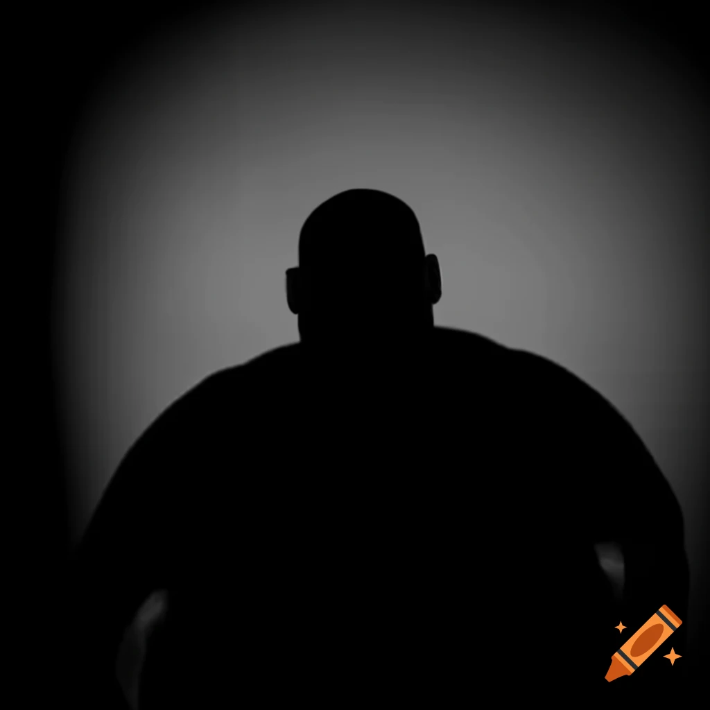 Silhouette of a sad bald man