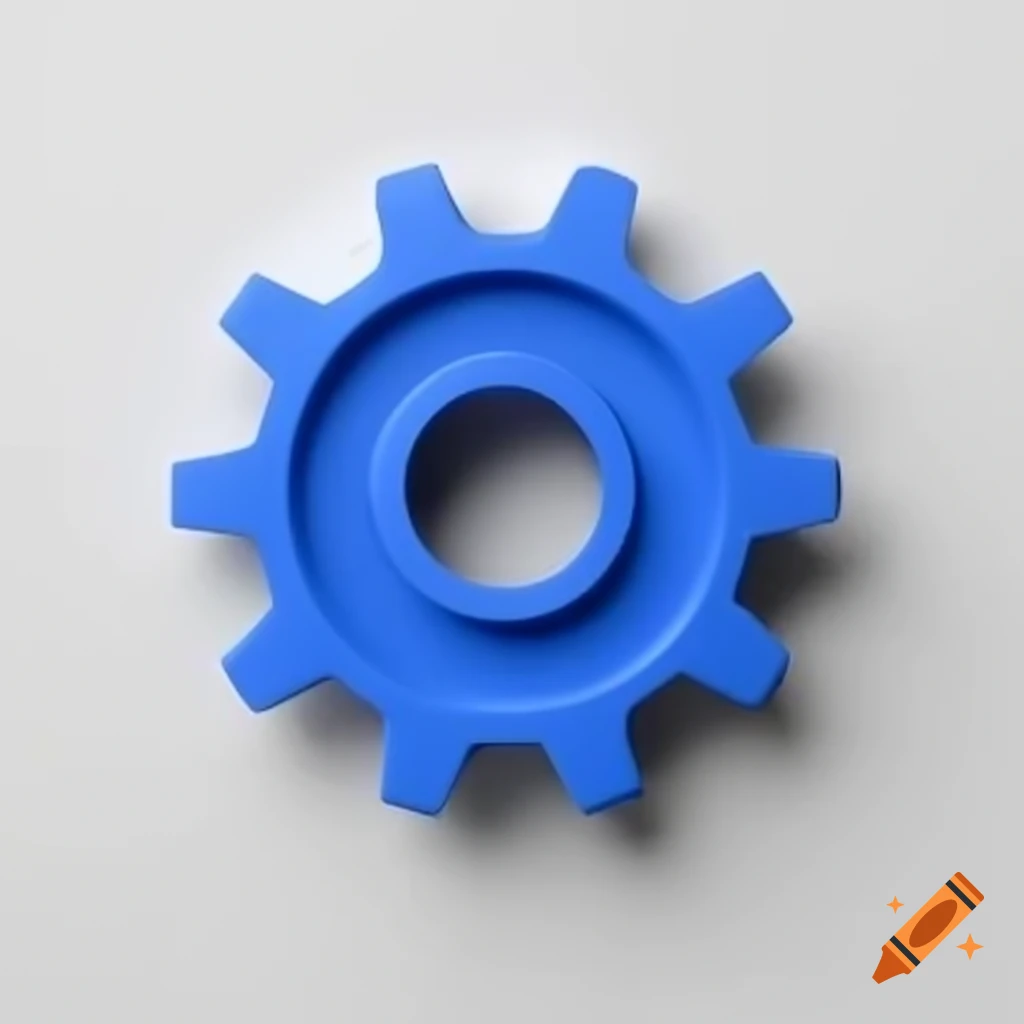 Single blue gear on white background