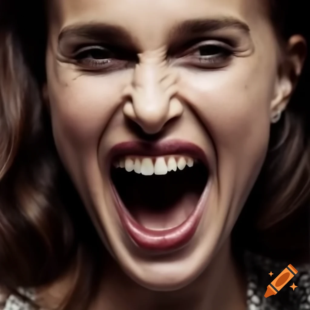Natalie Portman laughing with joy and playful expression
