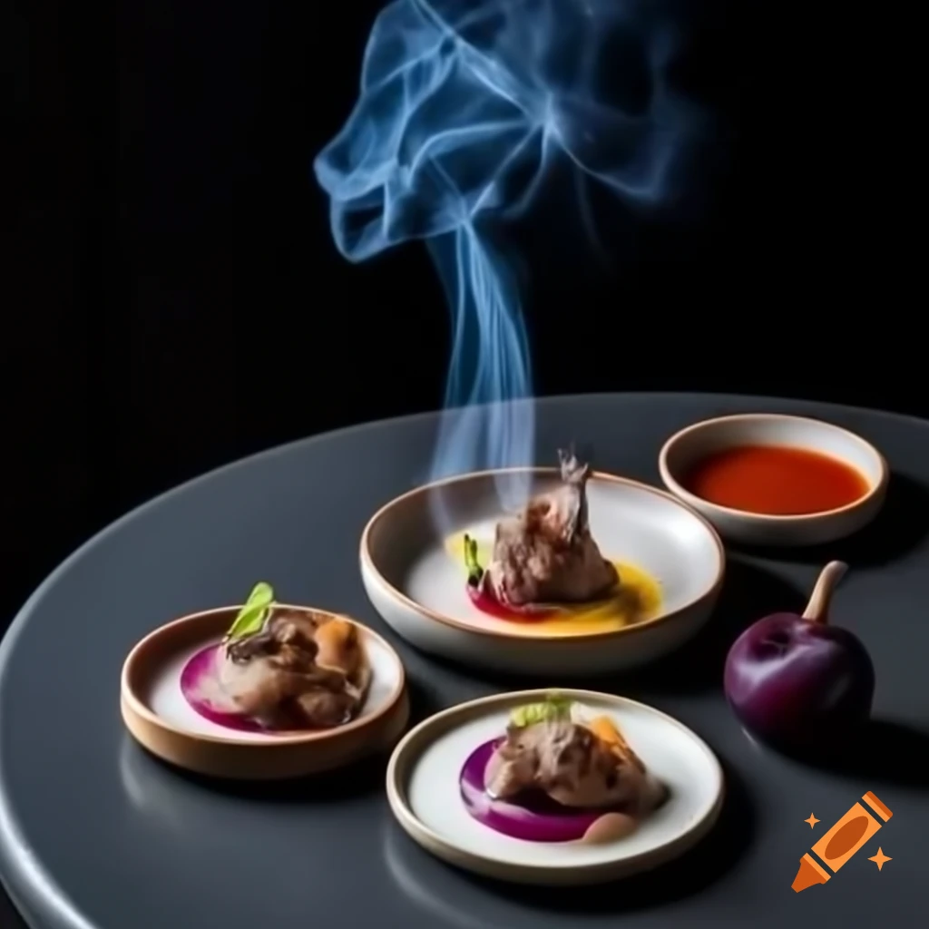Tagine with plums and lamb in earthenware dishes, decorated with dried flowers