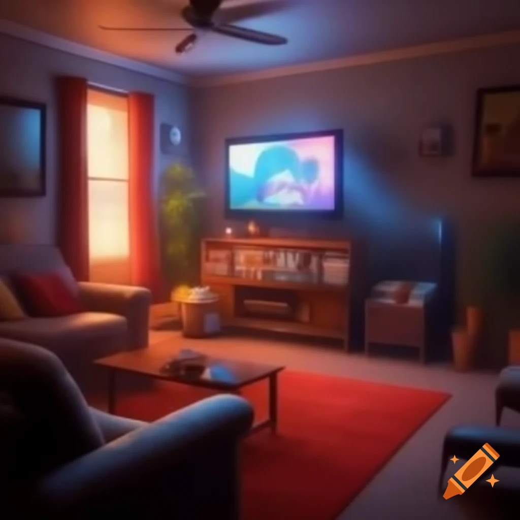 Living room featuring a central television