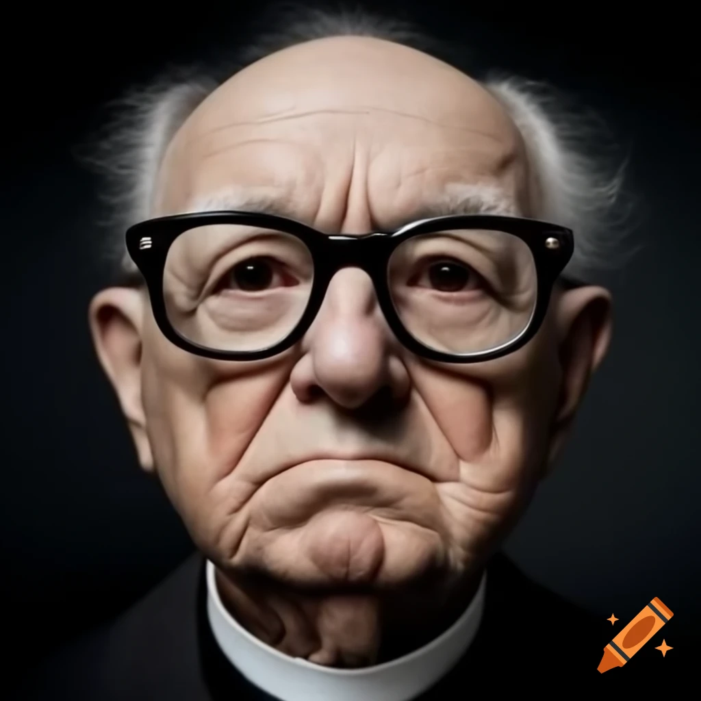 Mugshot of elderly man with small black glasses