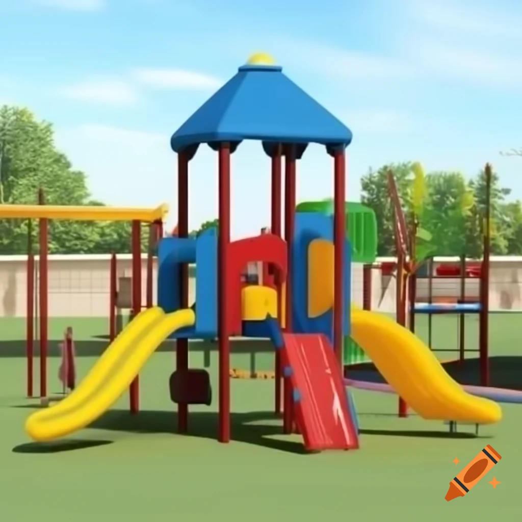 Colorful playground with swings and slides