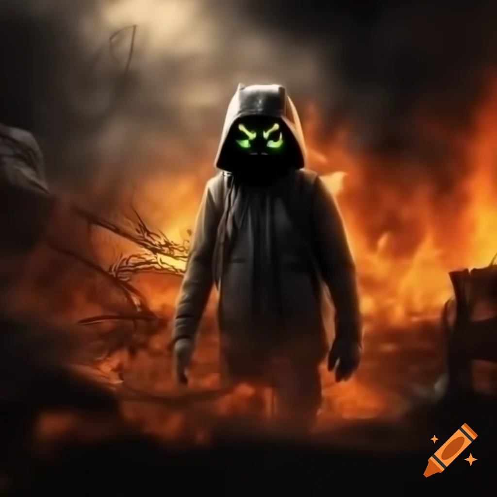 Xbox console surrounded by flames