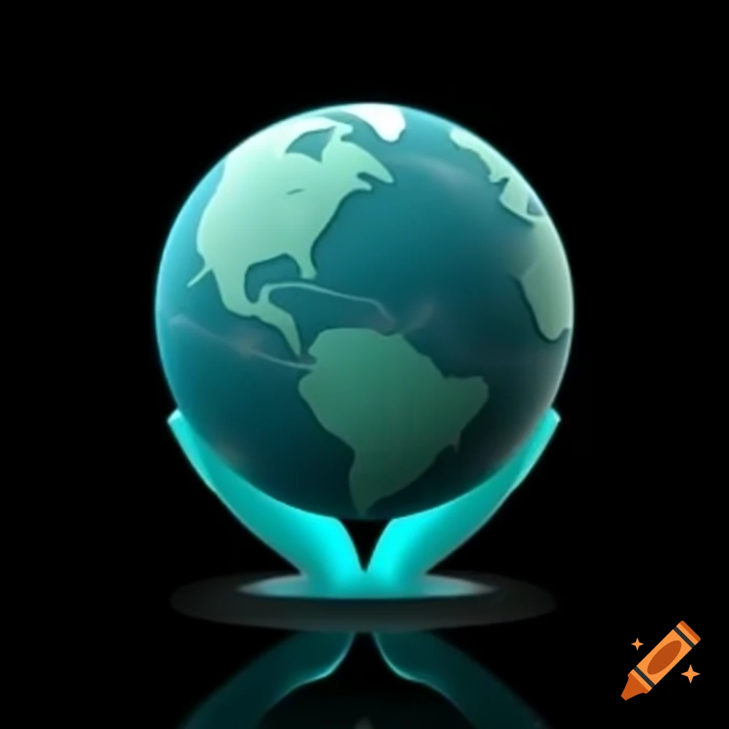 Teal earth icon in 3D against black background