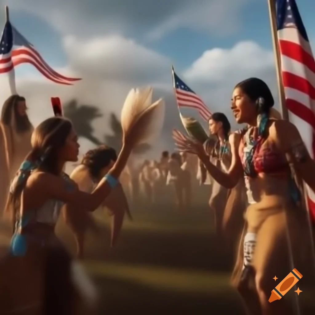 Native Americans celebrating Independence Day in modern America
