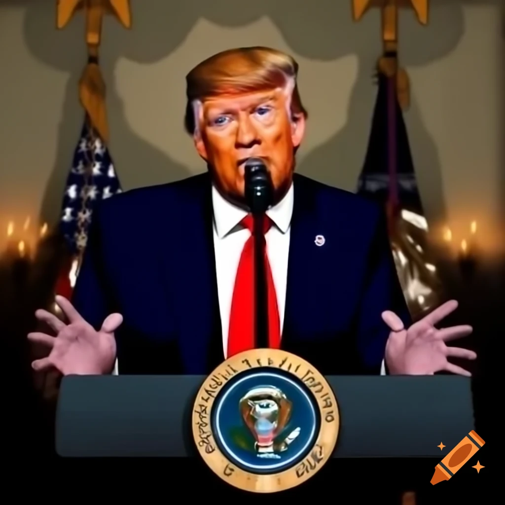 Donald Trump speaking with animated expression