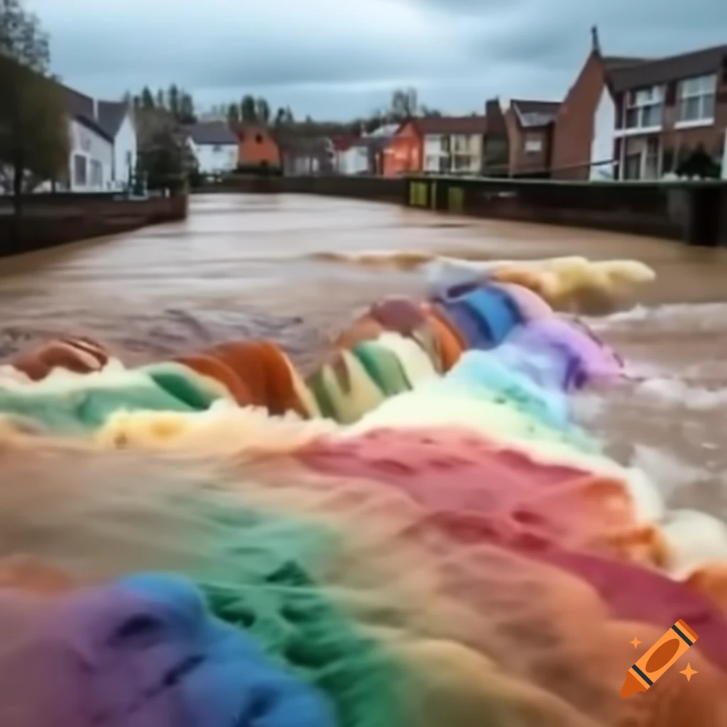 Artwork of a colorful depiction of the great flood