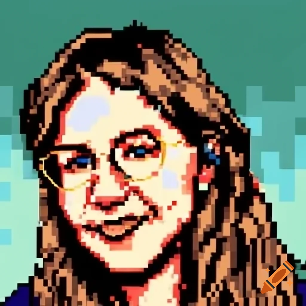 Pixel art representation of gail omvedt on craiyon