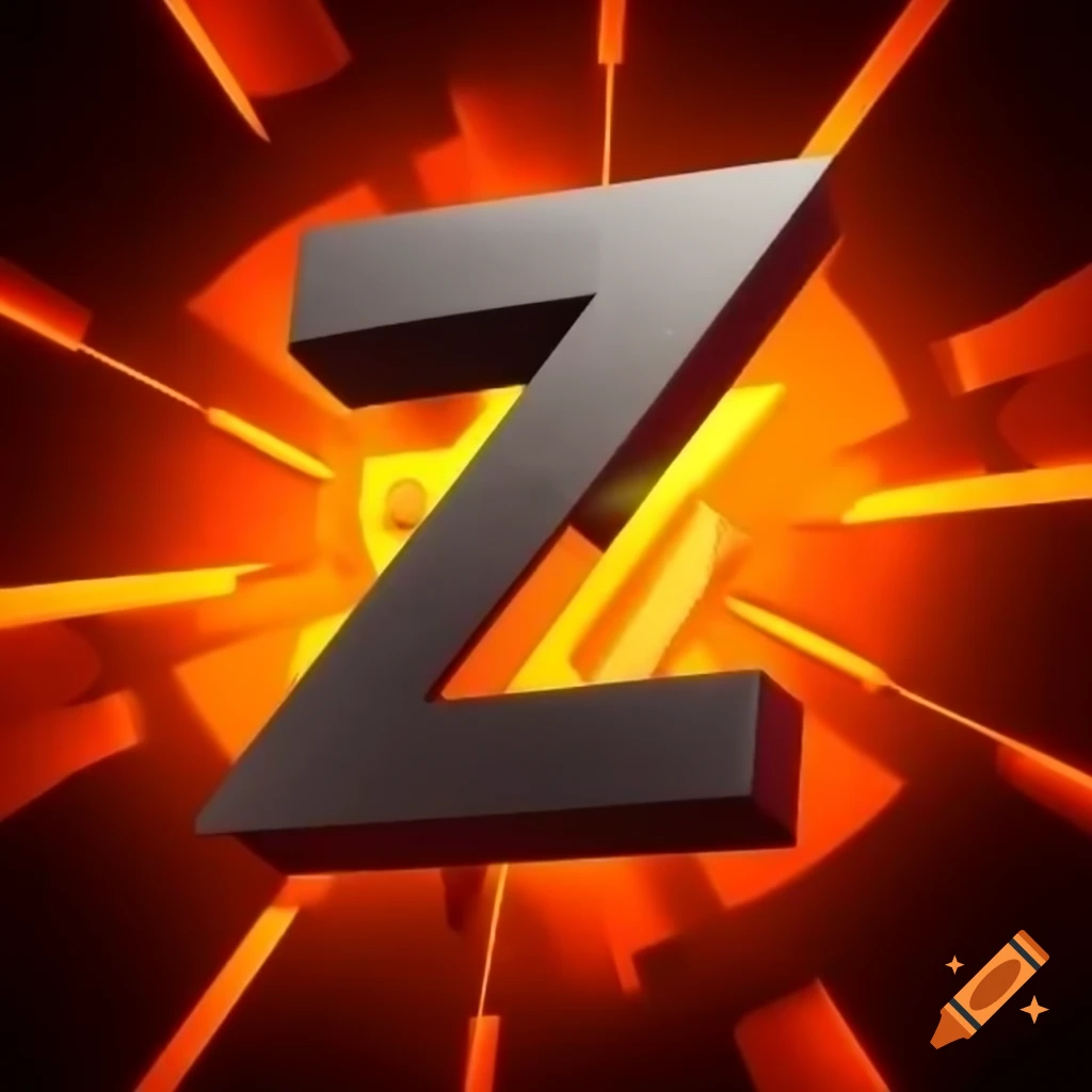 Graphic design with intersecting Z and A letters on vibrant orange backdrop