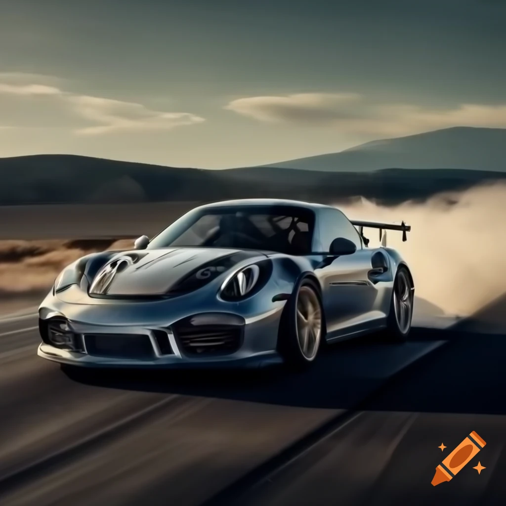 4K wallpaper of drifting Porsche car