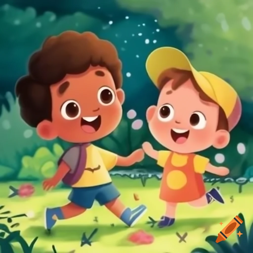Children playing in a garden