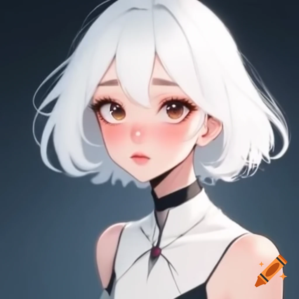 Young woman with striking white hair