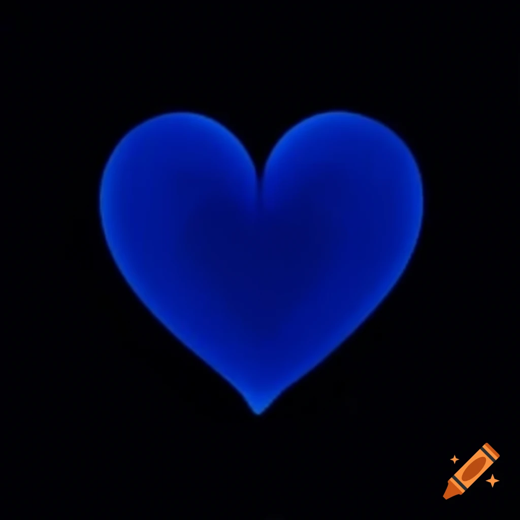 Navy blue heart on solid black background