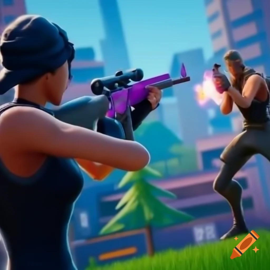 Fortnite character Jonesy engaged in action in a city setting