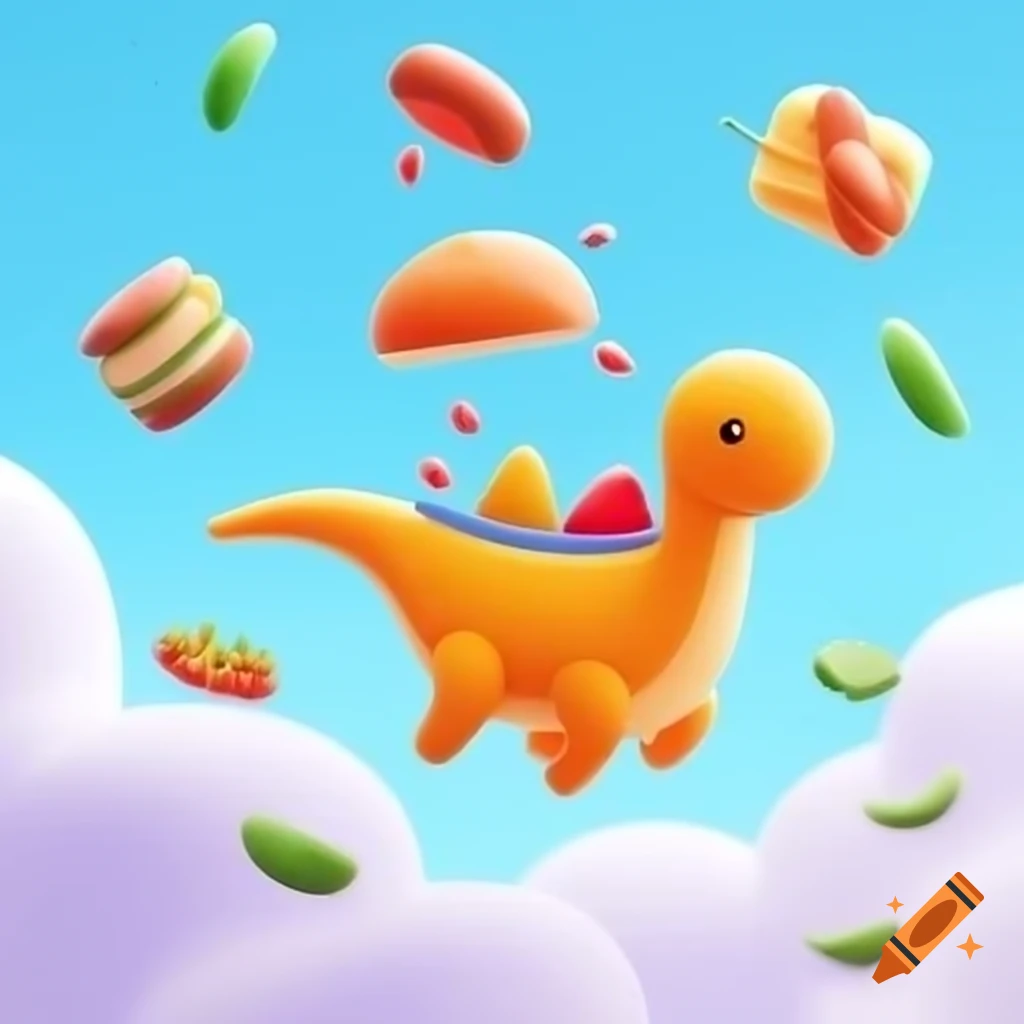Cute 2d brachiosaurus with party hat and balloons on craiyon
