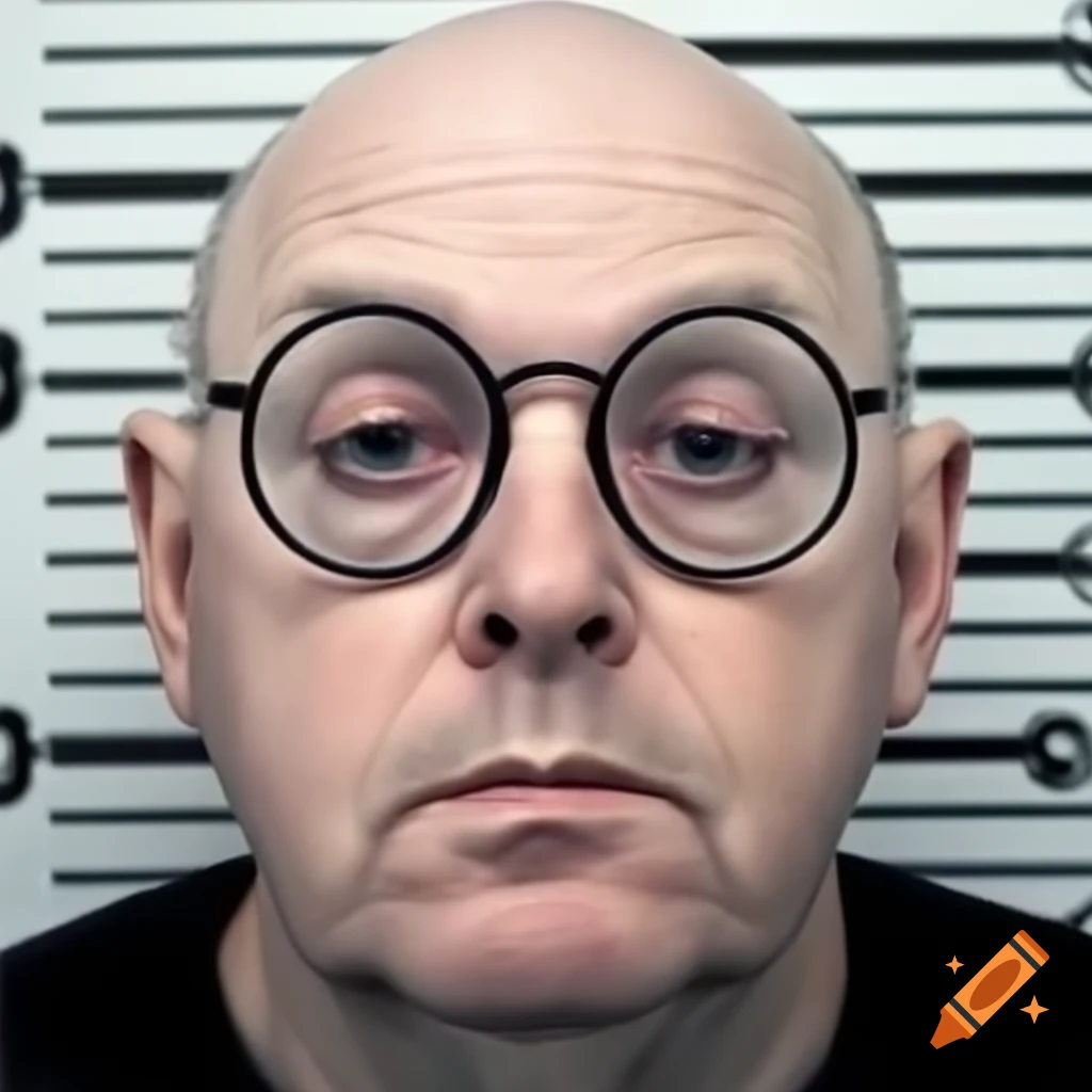 Photorealistic Mugshot Of A Middle aged Man With Distinctive Features 