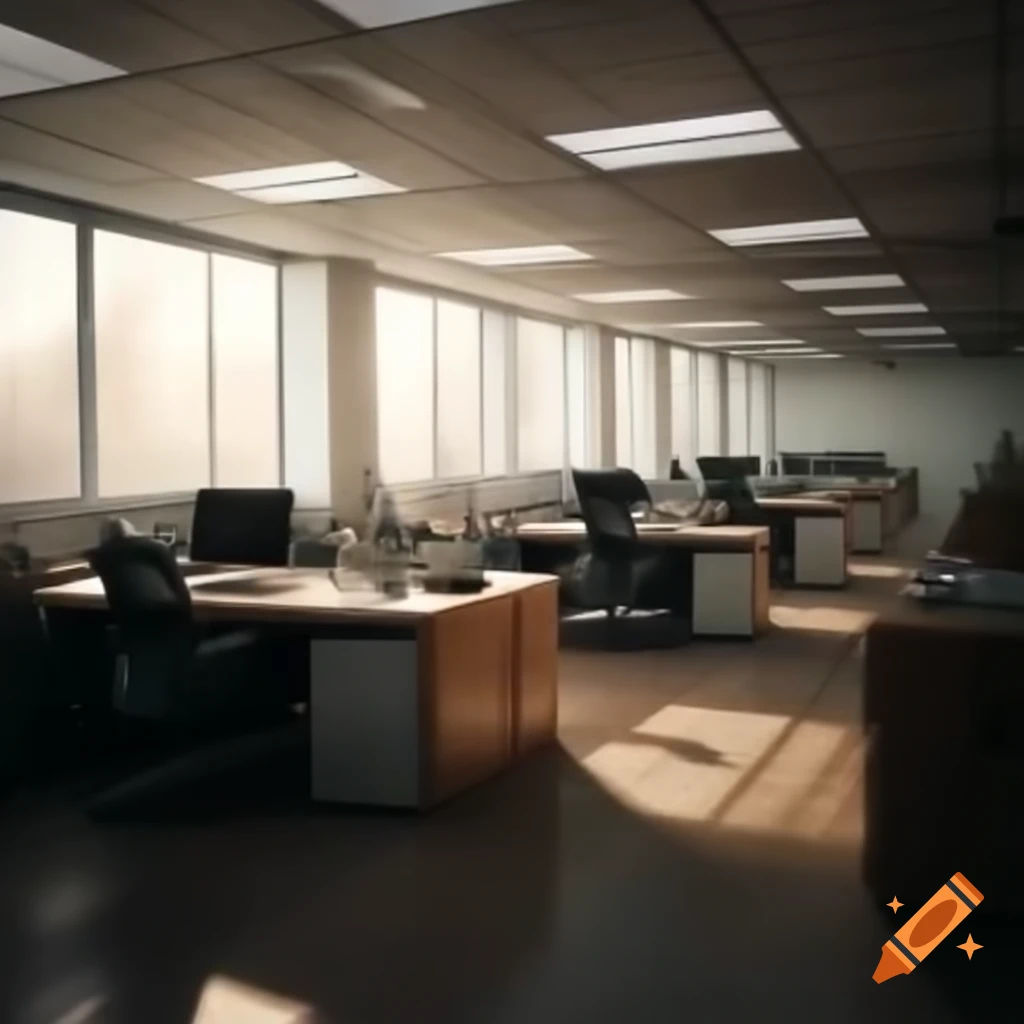 Office space with desk, computers, and natural lighting in light wood tones