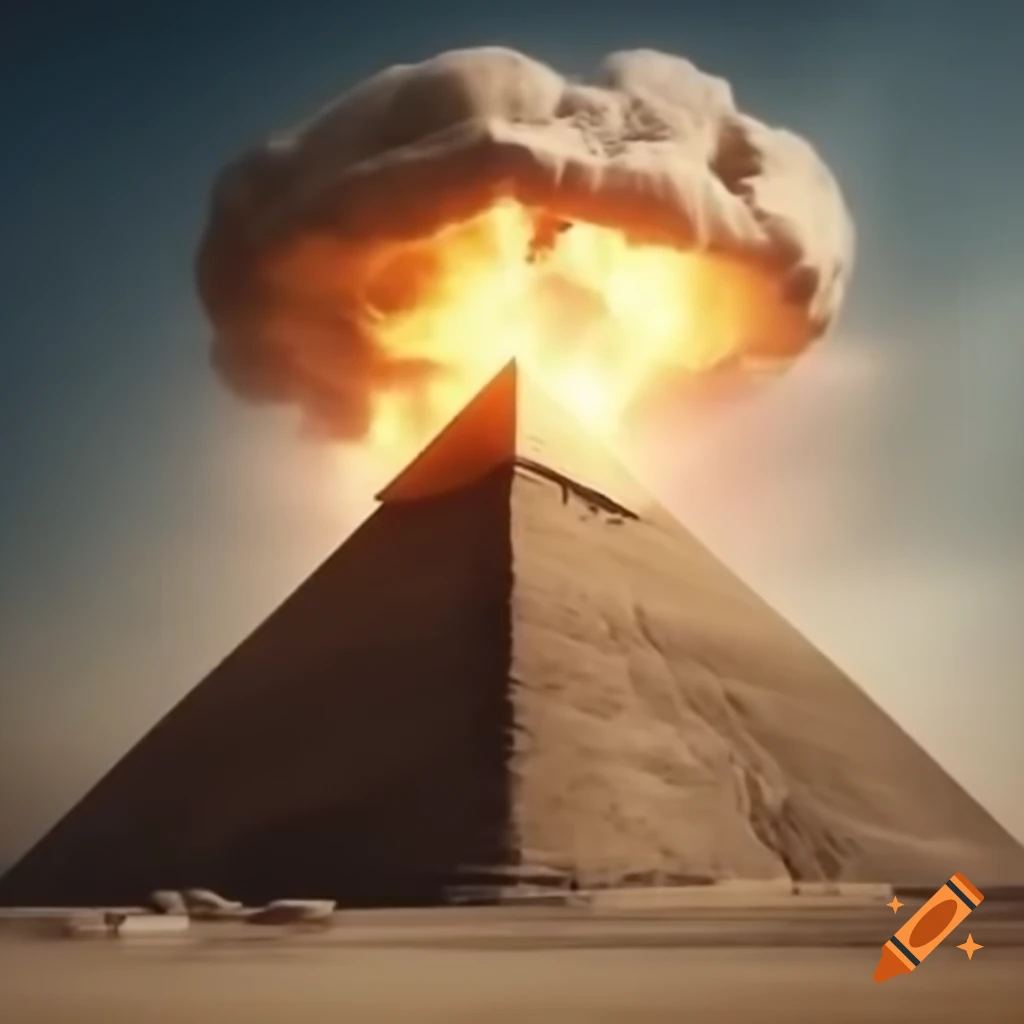 Exploding Egyptian pyramid with dramatic effects