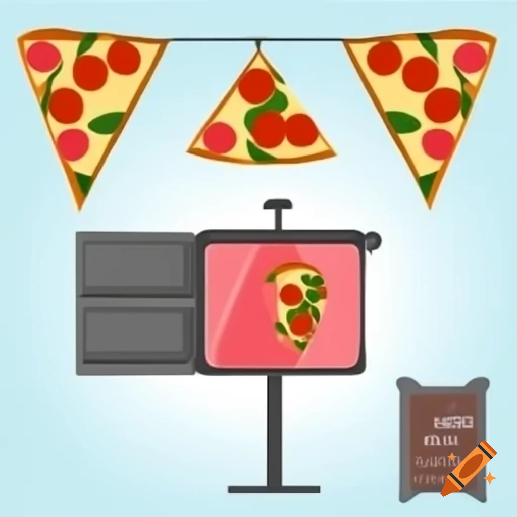 Pizzeria advertising banner showcasing delicious pizzas
