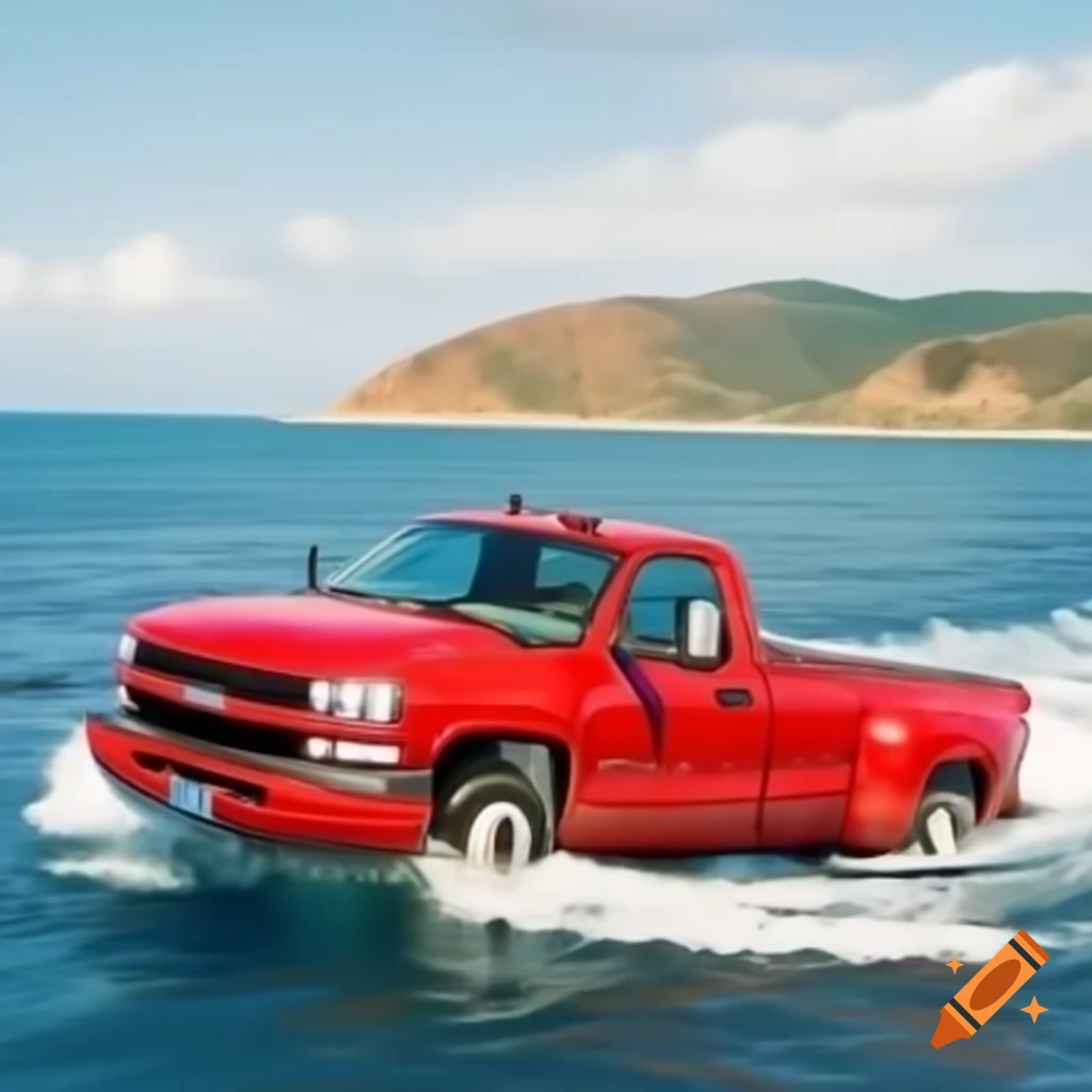 Lobster driving 2002 Chevy Silverado along scenic coast with vintage map