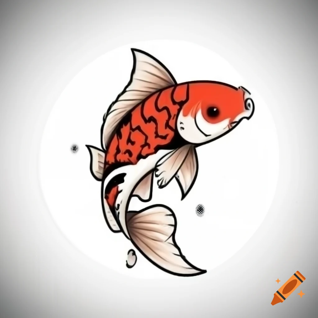Japanese tattoo style koi fish digital drawing