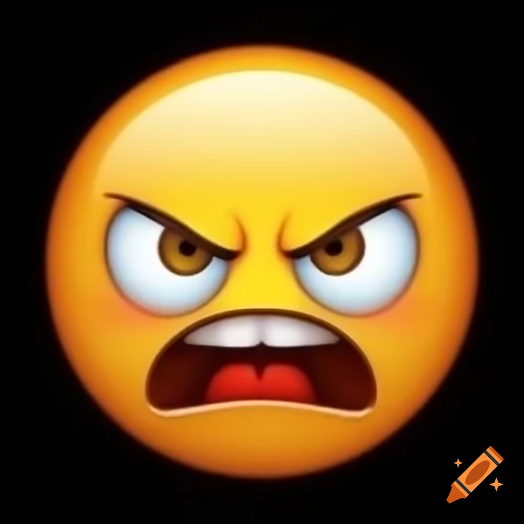 Angry emoji with rage eyes and cute smiling mouth