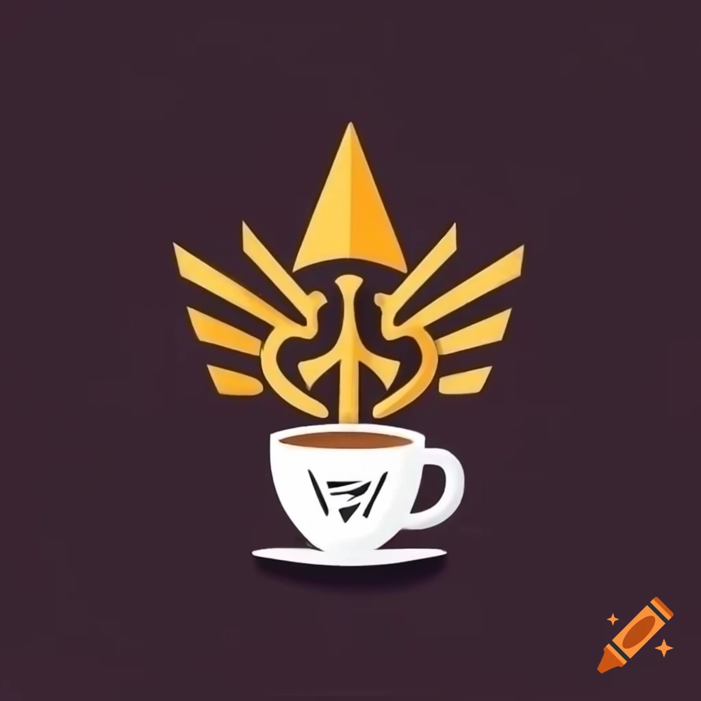 Valkyrie symbol next to a coffee mug, illustration
