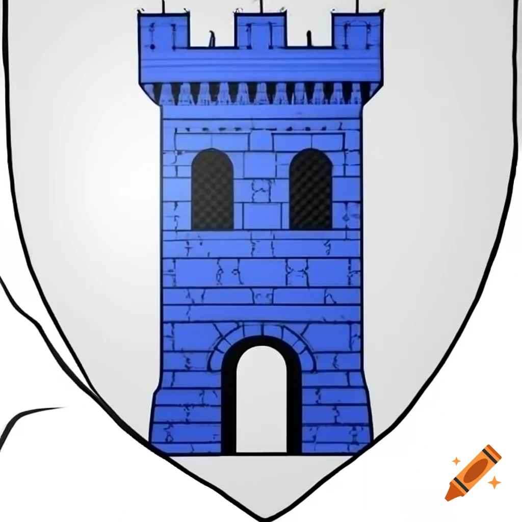 Coat-of-arms featuring a blue stone tower