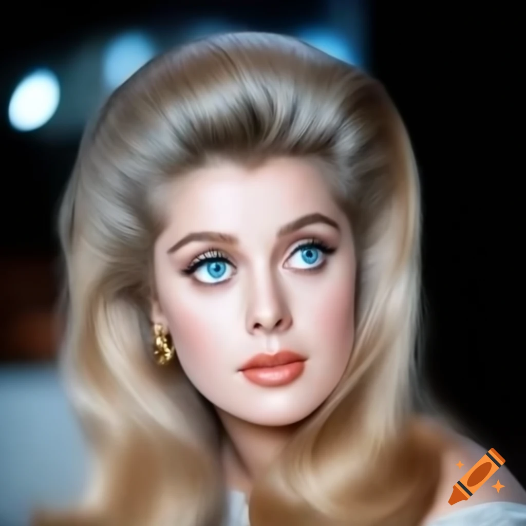 Beautiful European actress from 1963 with striking blue eyes and wavy golden hair