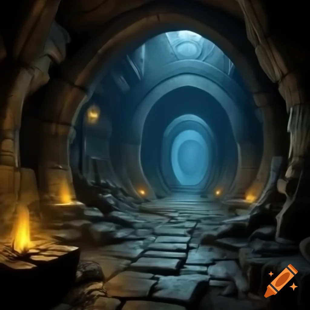Dungeon crypt background with necromancy elements