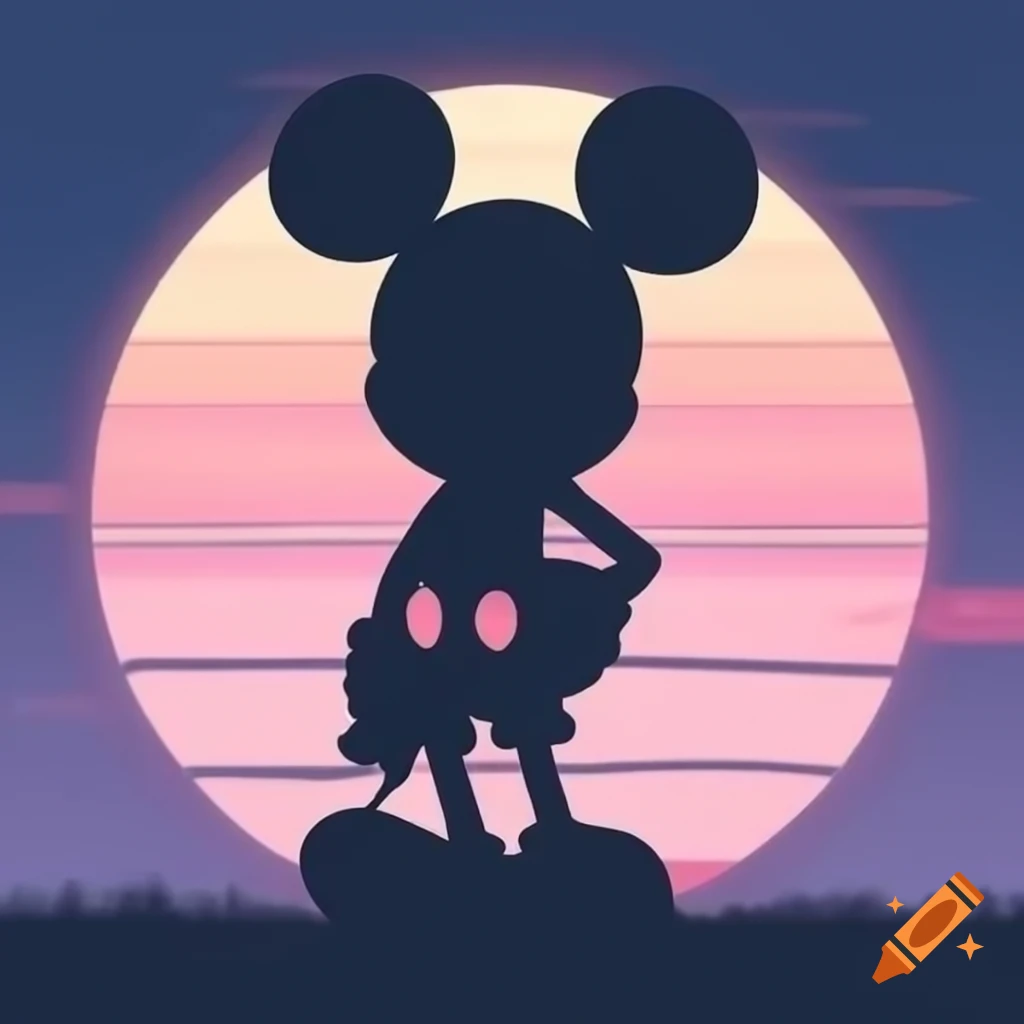 Mickey Mouse silhouette in pastel colors