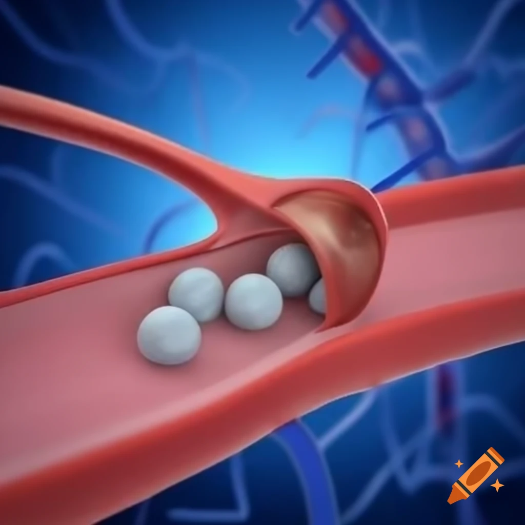 Clots forming in an artery, illustrating medical condition
