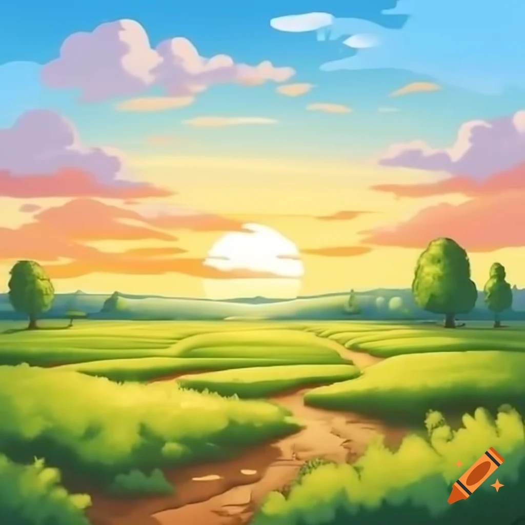 Sunrise illuminating a scenic farm landscape