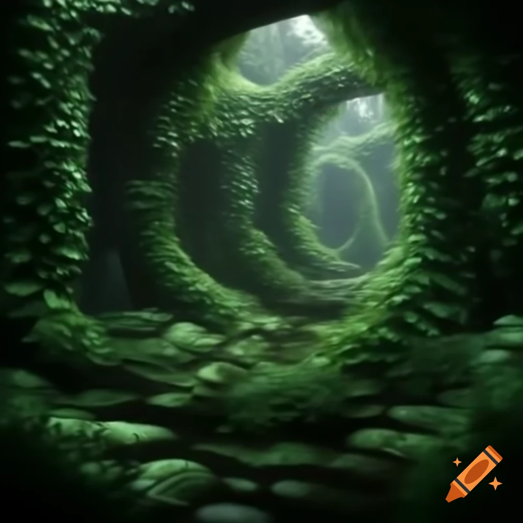 Lush plant life in a dungeon environment