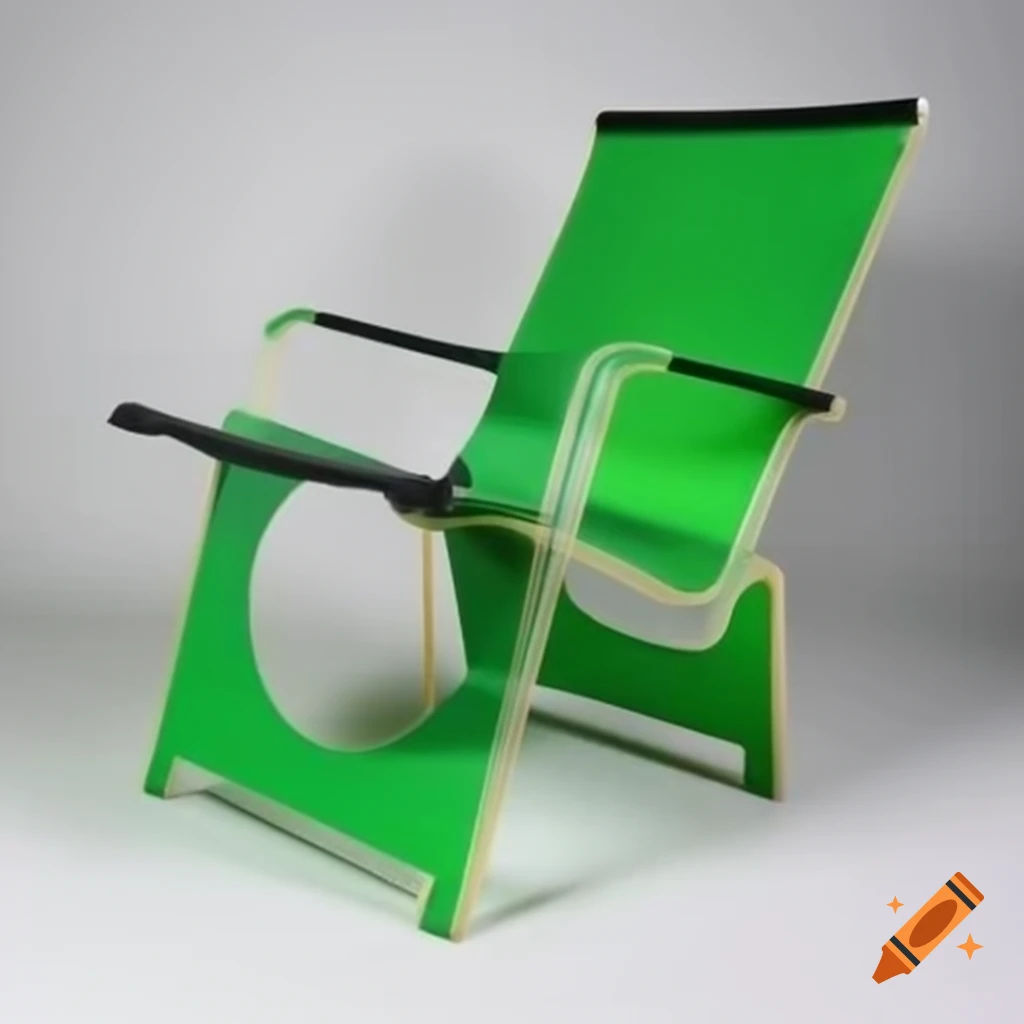 Postmodern folding chair in humorous shape made of melted acrylic on white background