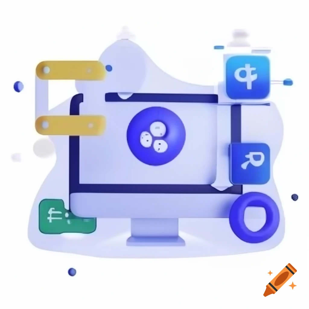 3D image centered in professional web design background with tech-oriented details