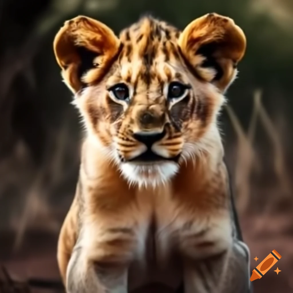 Lion cub in a natural setting