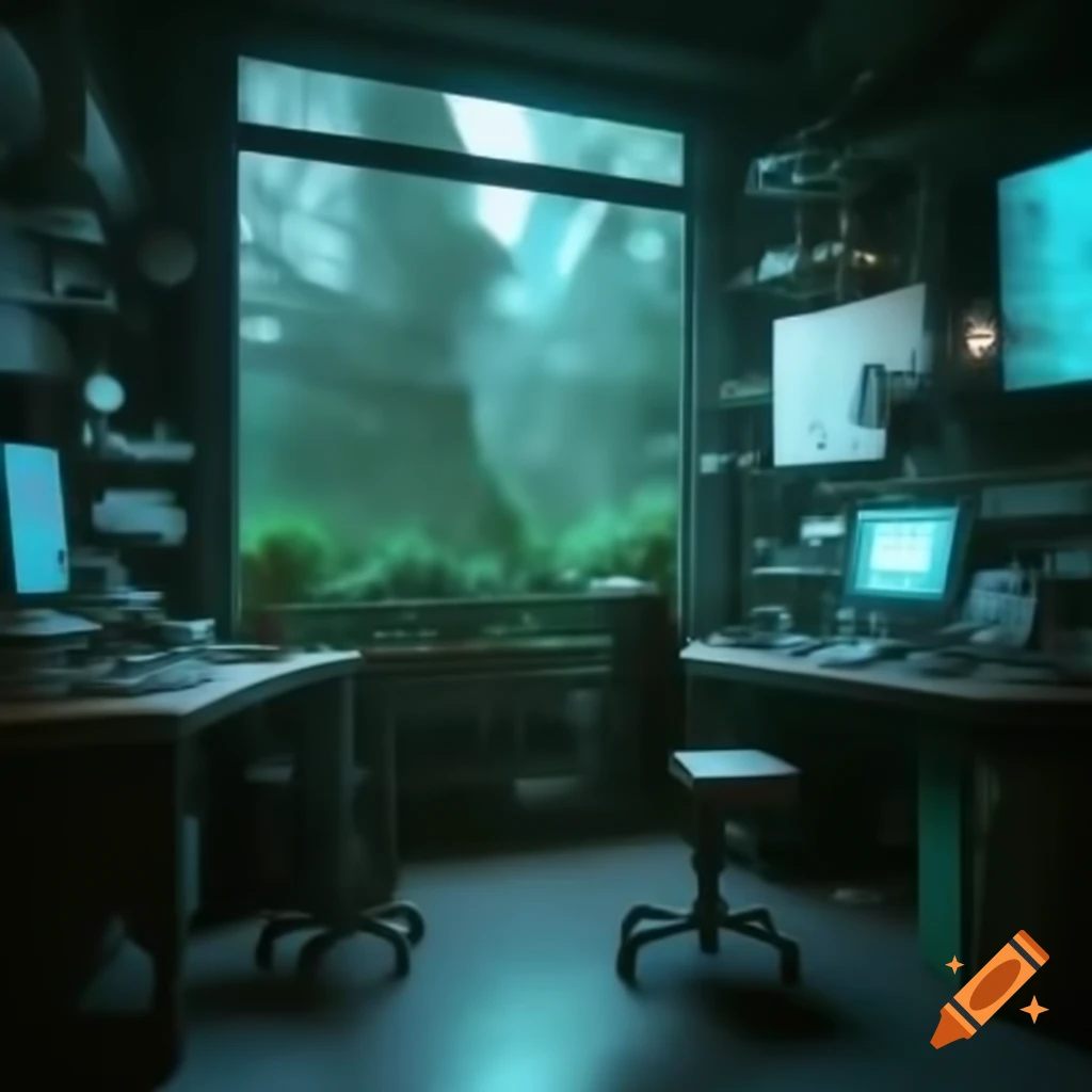 Nature-inspired cyberpunk laboratory environment