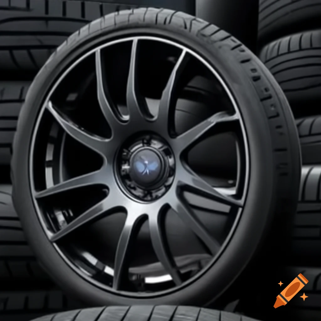 Vulkanizer Trayal logo with tires and alloy wheels in the background