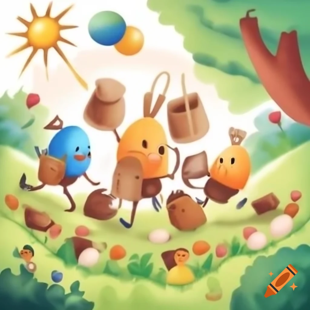 Children hunting colorful Easter eggs in a lush garden