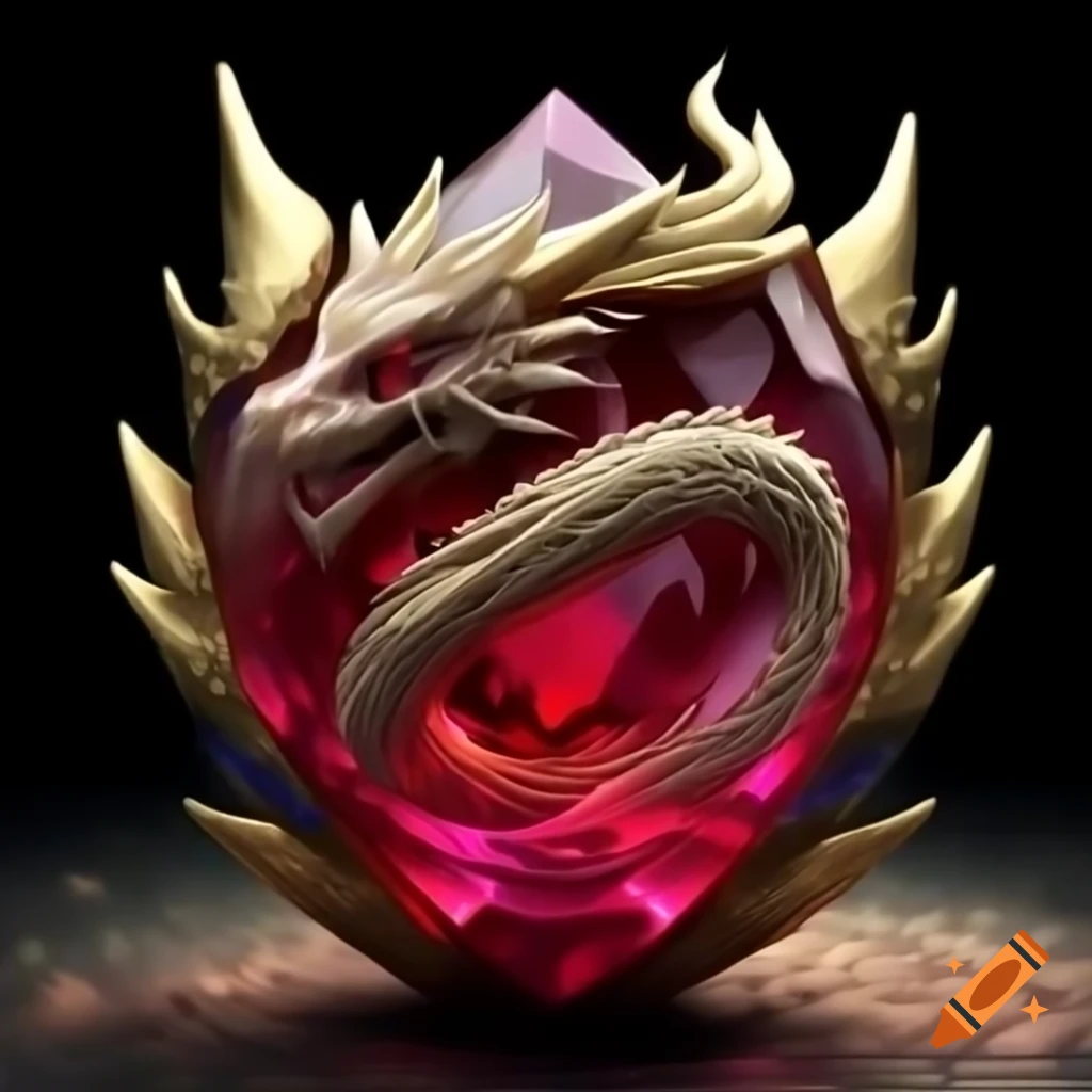 Ruby gemstone crafted dragon with glimmering crimson scales